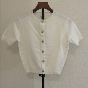 Like new Song of Style Cream Button-Down Shirt with Gold Accents